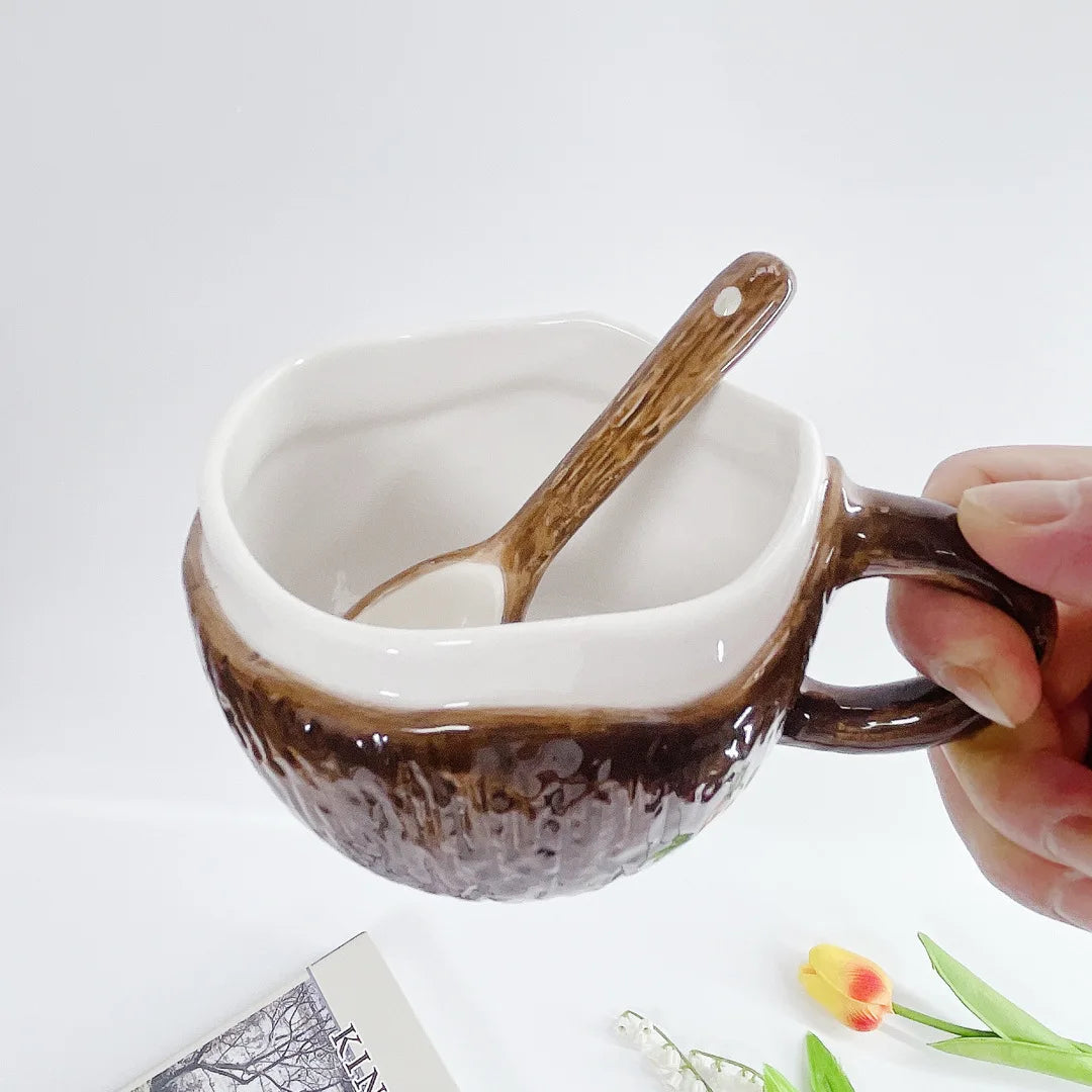 High value ins retro hand-squeezed irregular ceramic mark coconut cup coffee cup oat breakfast water cup