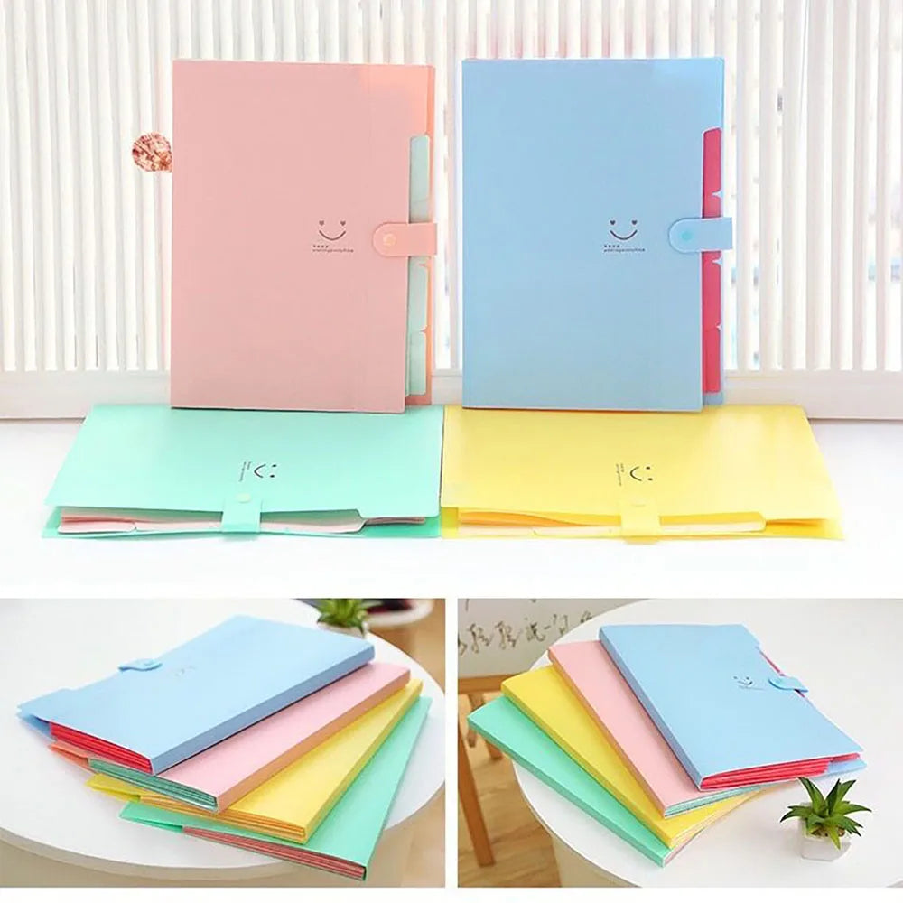 5page Classic Accordion File Folders - A4 Document Storage Bags with Plastic Material and Test Roll Holder - Durable and Expanda