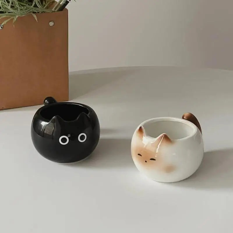 210ml Ceramic Mug Cartoon Siamese Cat Coffee Cup Underglaze Colored Cat Water Cup Home Breakfast Milk Coffee Mug Birthday Gift