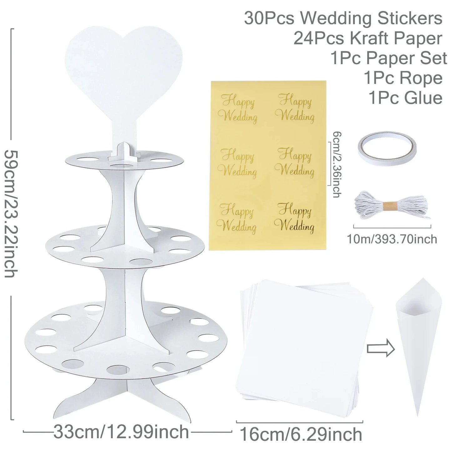 Wedding Confetti Cones Holder Stand Support for Wedding Cones Kraft Paper Wedding Decorations Supplies Confetti Tray Cone