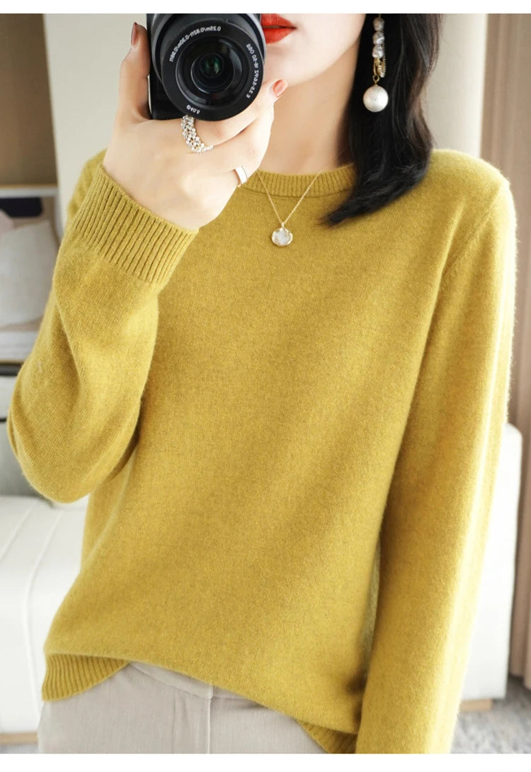 Women Sweater O-neck Autumn Winter BasicPullover Warm Casual Pulls Jumpers Korean FashionSpring Knitwear Bottoming Shirt 2023
