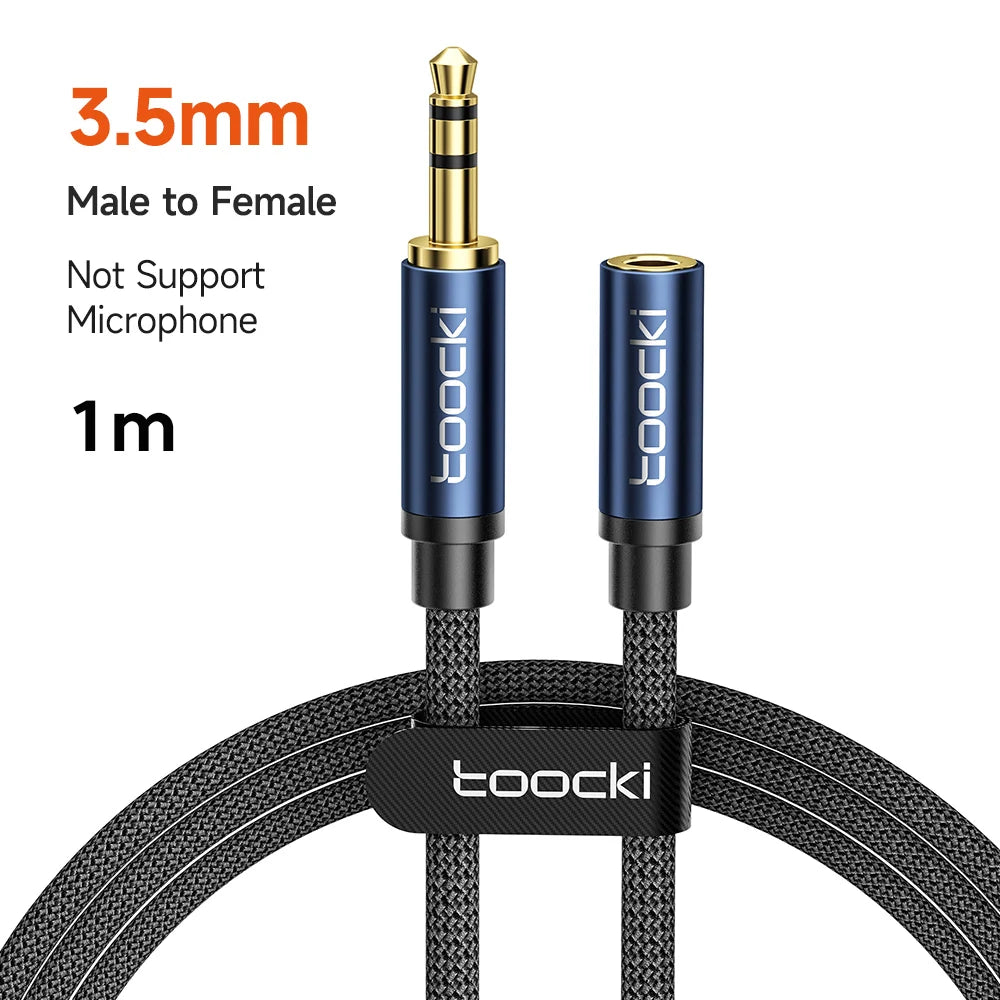 Toocki Aux Cable 3.5mm Male to Female Jack Audio Male Extension Speaker Wire with Microphone for Headphone Xiaomi Extender Cord