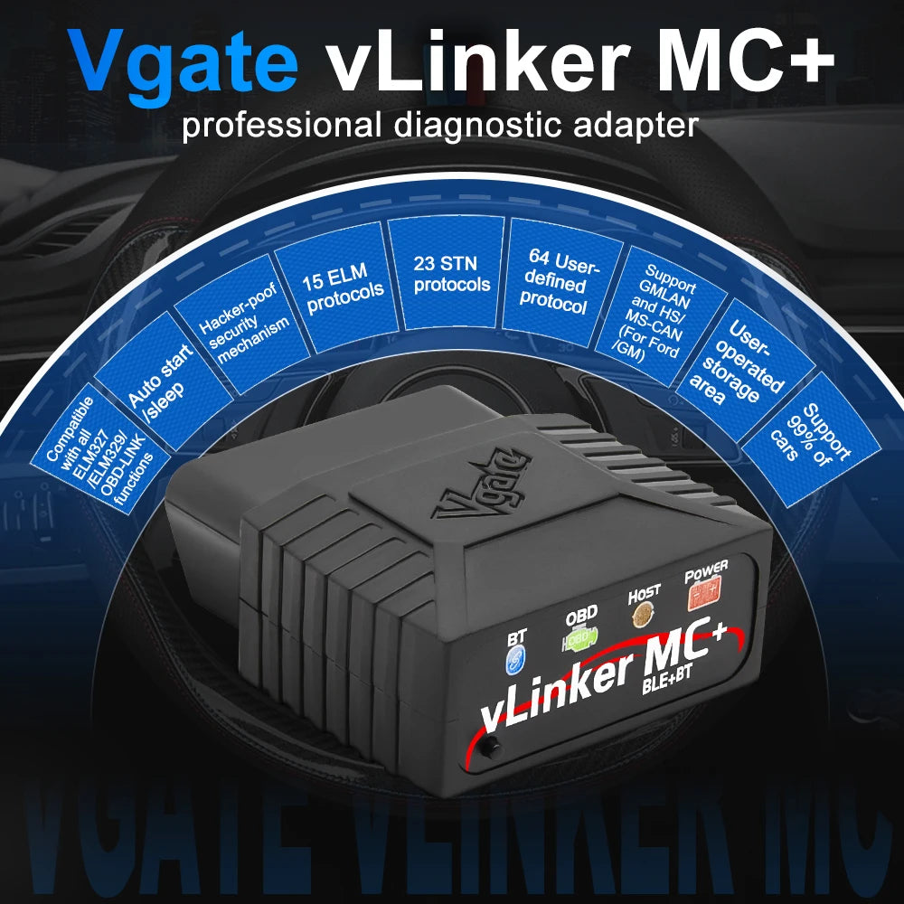 Vgate vLinker MC ELM327 V2.2 Bluetooth 4.0 OBD2 Scanner OBD 2 BimmerCode FORScan Auto Car Diagnostic tools ELM 327 V1 5