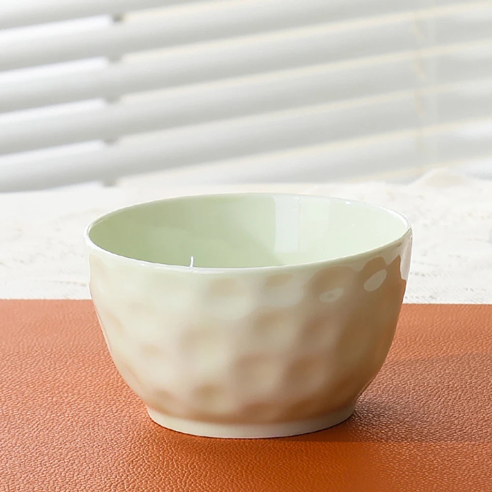 Household Solid Ceramic Rice Bowls 4.5 inch New Soup Tableware Cream Style Green Creative Underglaze Colour Instant Noodles Bowl