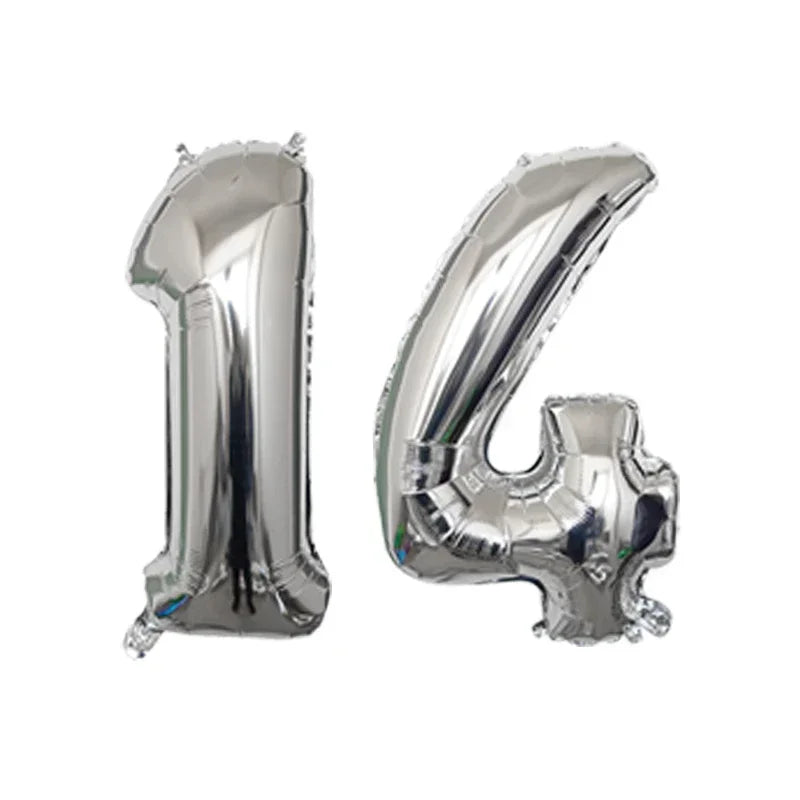 2Pcs 32 Inch Gold Silver Black Blue Red Helium Foil Number Balloon 10 11 12 13 14 15 Happy Birthday Party Decoration Supplies