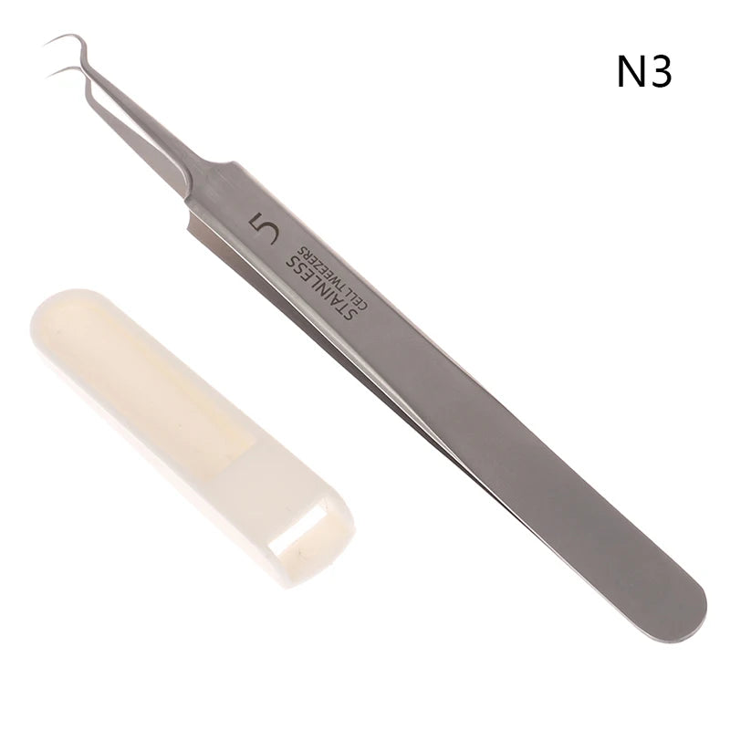 1PC Led Acne Needle Tweezers Blackhead Blemish Pimples Removal Pointed Bend Gib Head Face Care Tools Comedone Acne Extractor