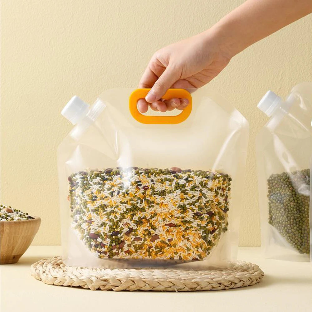 5pcs Grains Sealed Bag Kitchen Insect Proof Moisture Proof Fresh Keeping Storage Bag Recyclable  Transparent Grain Storage Bags
