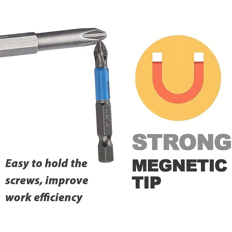 Magnetic Screwdriver Bit Set PH1 PH2 PH3 PZ1 PZ2 PZ3 Anti-skid 1/4 Hexagonal Shank Suitable for hand drill tools Accessories Par