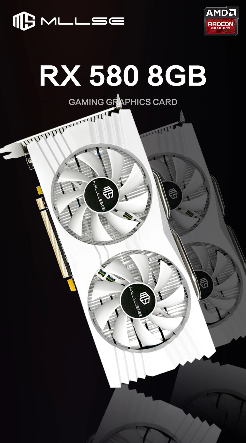 MLLSE AMD RX 580 8GB 2048SP Gaming Graphics Card GDDR5 256Bit PCI-E 3.0 ×16 8Pin Radeon GPU Rx 580 Video Card Placa De Video