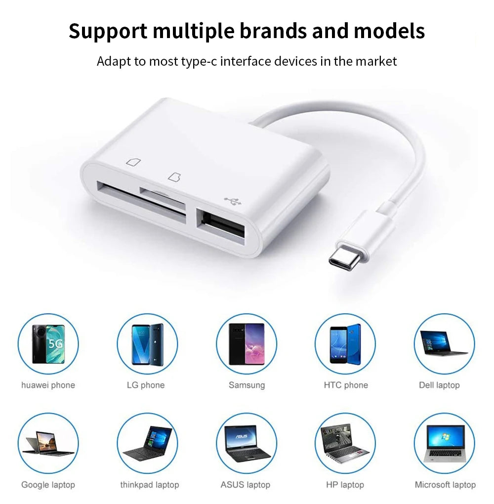TISHRIC Micro USB Type C Adapter USB TF SD Card Reader USB-C Memory Card Adapter For Macbook Samsung Huawei XiaoMi Laptop Phone