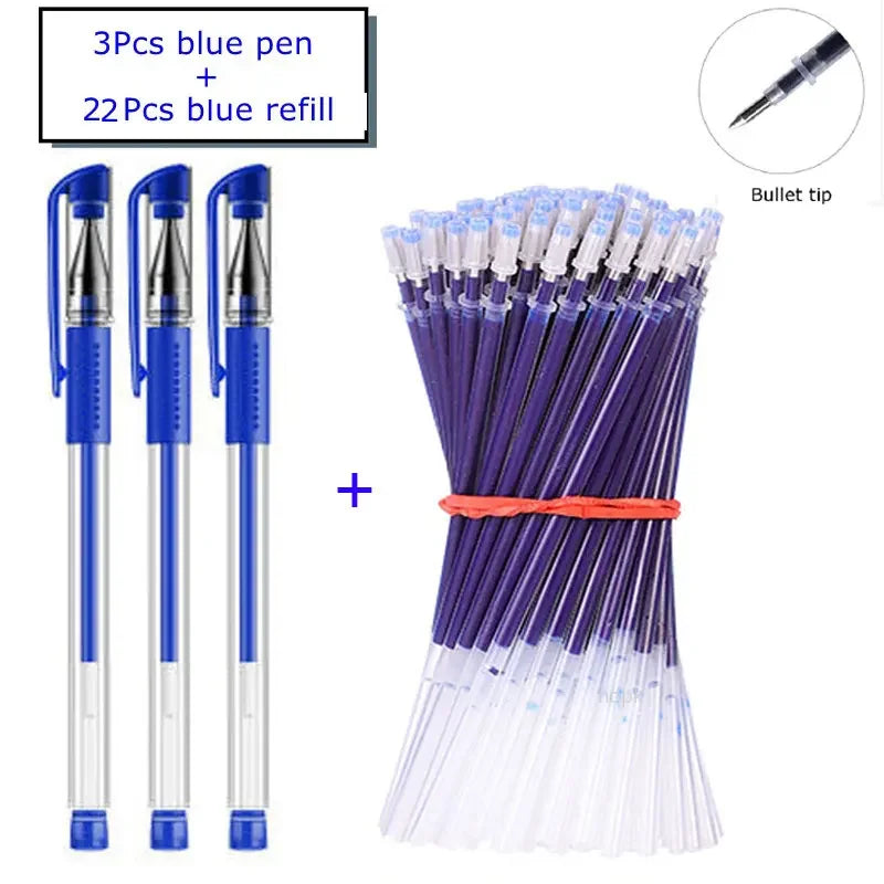 7/35 PCS Gel Pen Set School Supplies Black Blue Red Ink Color Ballpoint Pen Kawaii Pen Writing Tool School Office Stationery