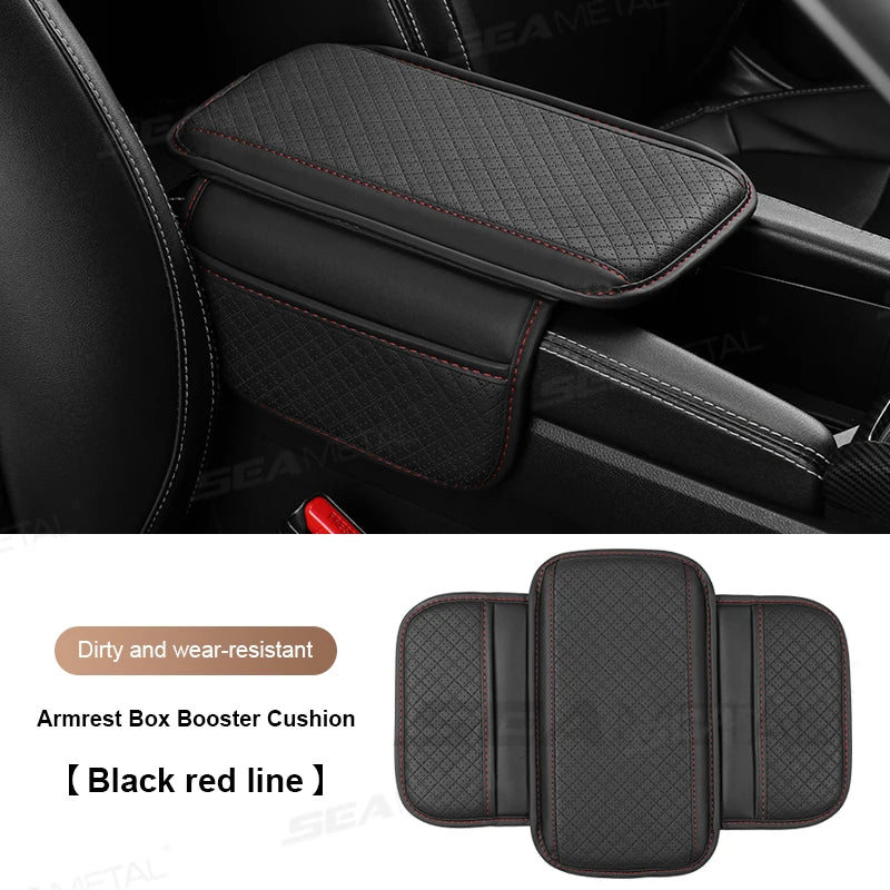BLALION Leather Car Armrest Box Pad Memory Foam Center Console Arm Rest Protector Cover with Storage Pocket Elbow Rest Cushion