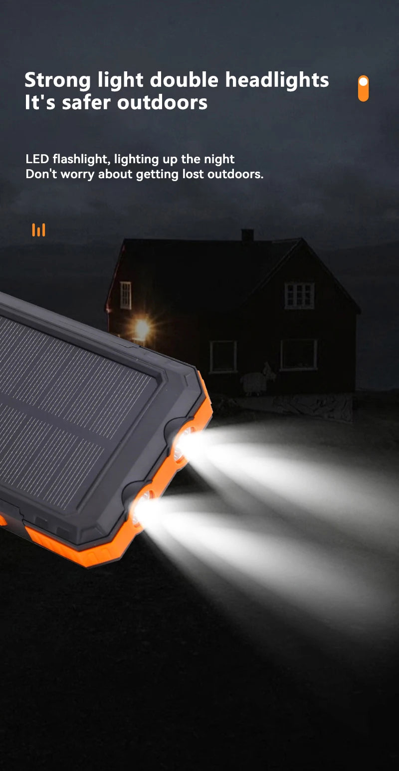 Xiaomi 200000mAh Solar Power Bank Portable Large Capacity Charger Compatible USB-A And USB-C With Flashlight For Xiaomi IPhone