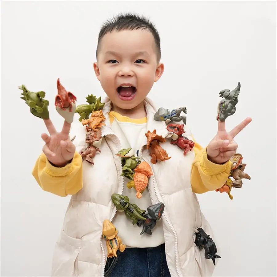 5-20PCS Funny Mini Cartoon Animal Tyrannosaurus Toy Plastic Hand Bite Finger Dinosaurs Mobile Joint Animal Finger Hand Doll Prop