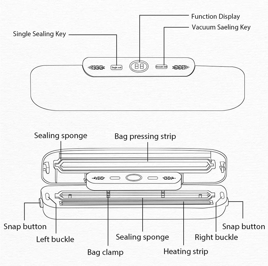 Vacuum Sealer Packaging Machine Food Vacuum Sealer With Free 10pcs Vacuum bags Household Vacuum Food Sealing
