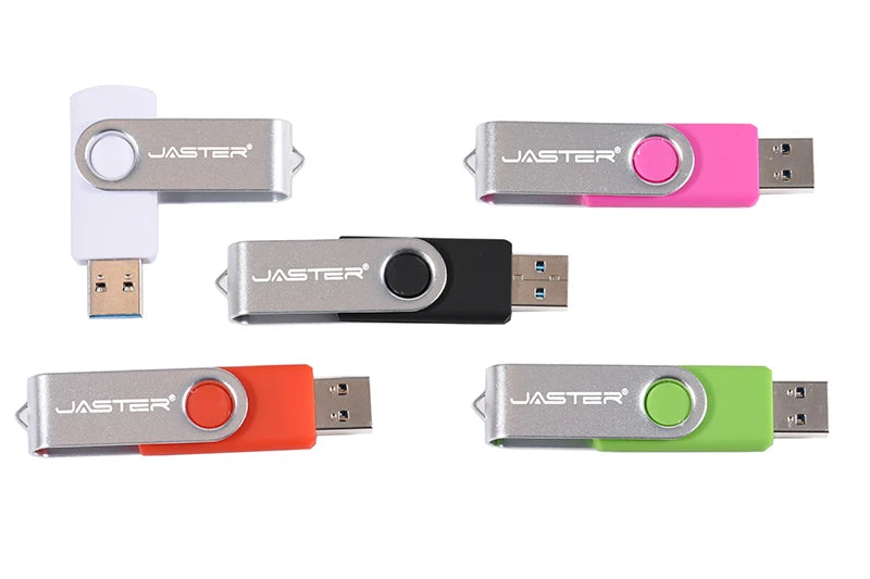JASTER Rotatable Colorful USB 2.0 Flash Drive 128GB Creative Gift Memory Stick 64GB Silver Clip Pen Drive 32GB U Disk 16GB 8GB