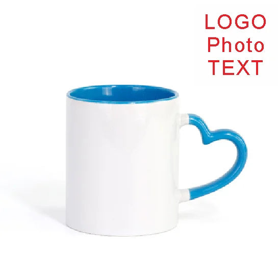 DIY Customized 350ML 12oz Ceramic Mug Heart Handle Type Personalized Print Picture Photo LOGO Text