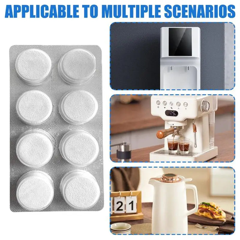 8 pieces Cleaning Tablets for Espresso Coffee Machine Coffee Maker Pot Descaling Tablets Home Kitchen Supplies
