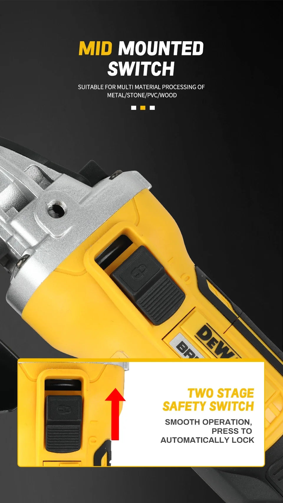 DEWALT DCG405NT 125mm Flat Head Angle Grinder, Bare Machine Tool, Cutting Machine, Lithium Battery Brushless Tool drill motor