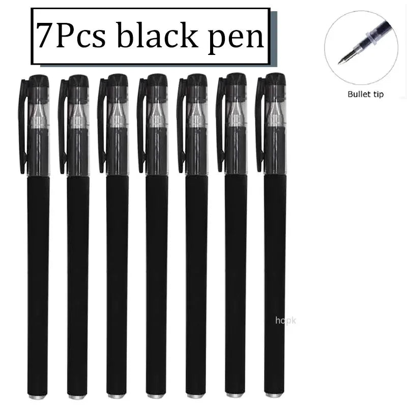 7/35 PCS Gel Pen Set School Supplies Black Blue Red Ink Color Ballpoint Pen Kawaii Pen Writing Tool School Office Stationery