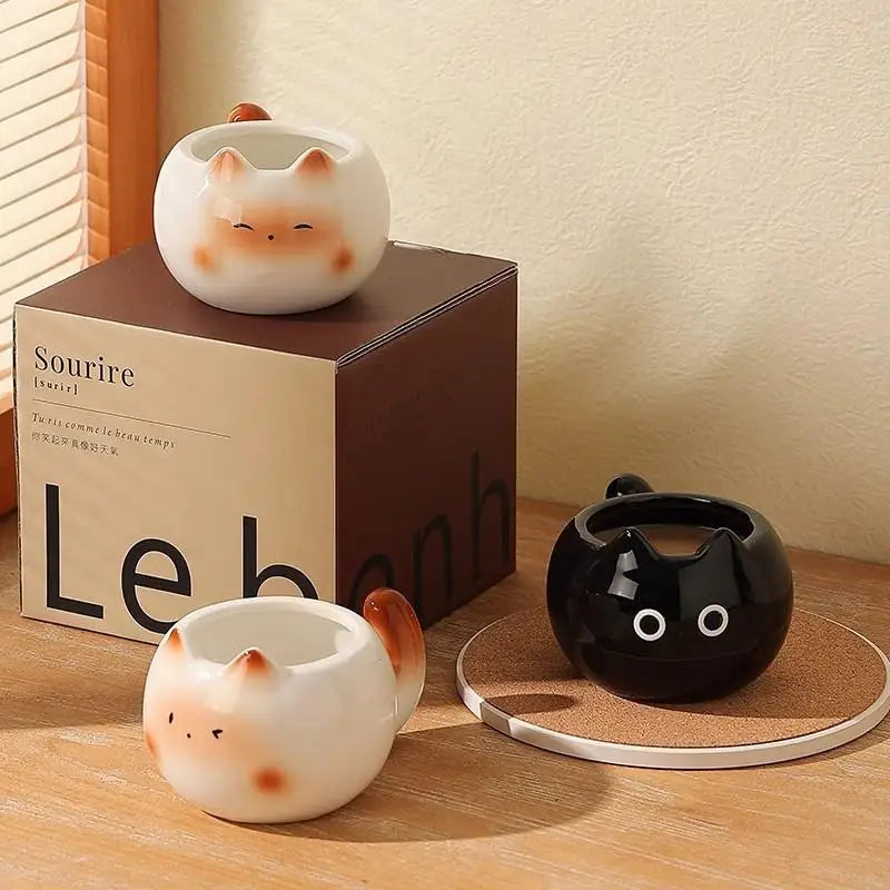 210ml Ceramic Mug Cartoon Siamese Cat Coffee Cup Underglaze Colored Cat Water Cup Home Breakfast Milk Coffee Mug Birthday Gift
