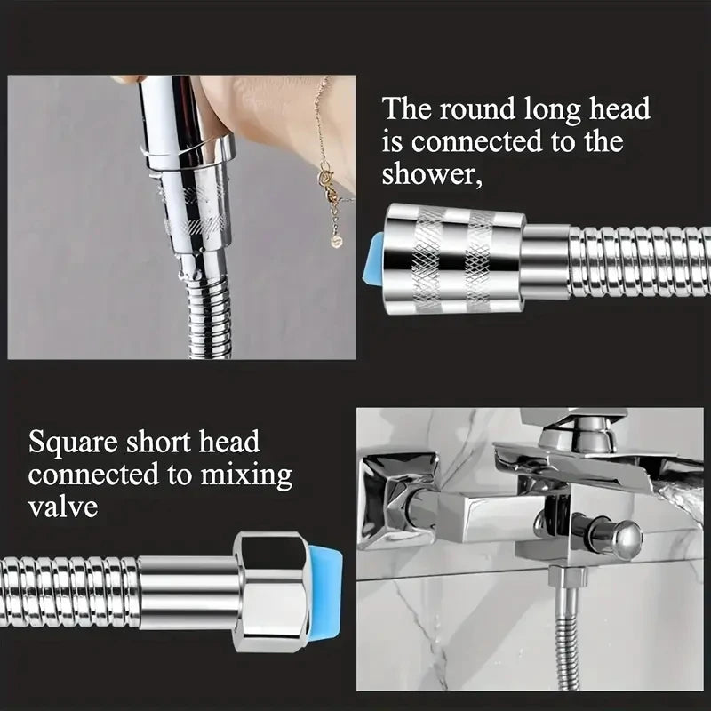 Flexible Stainless Steel Plumbing Hose Shower Head Tube Flexible Bathroom Pipe 1-3m Bath Accessories