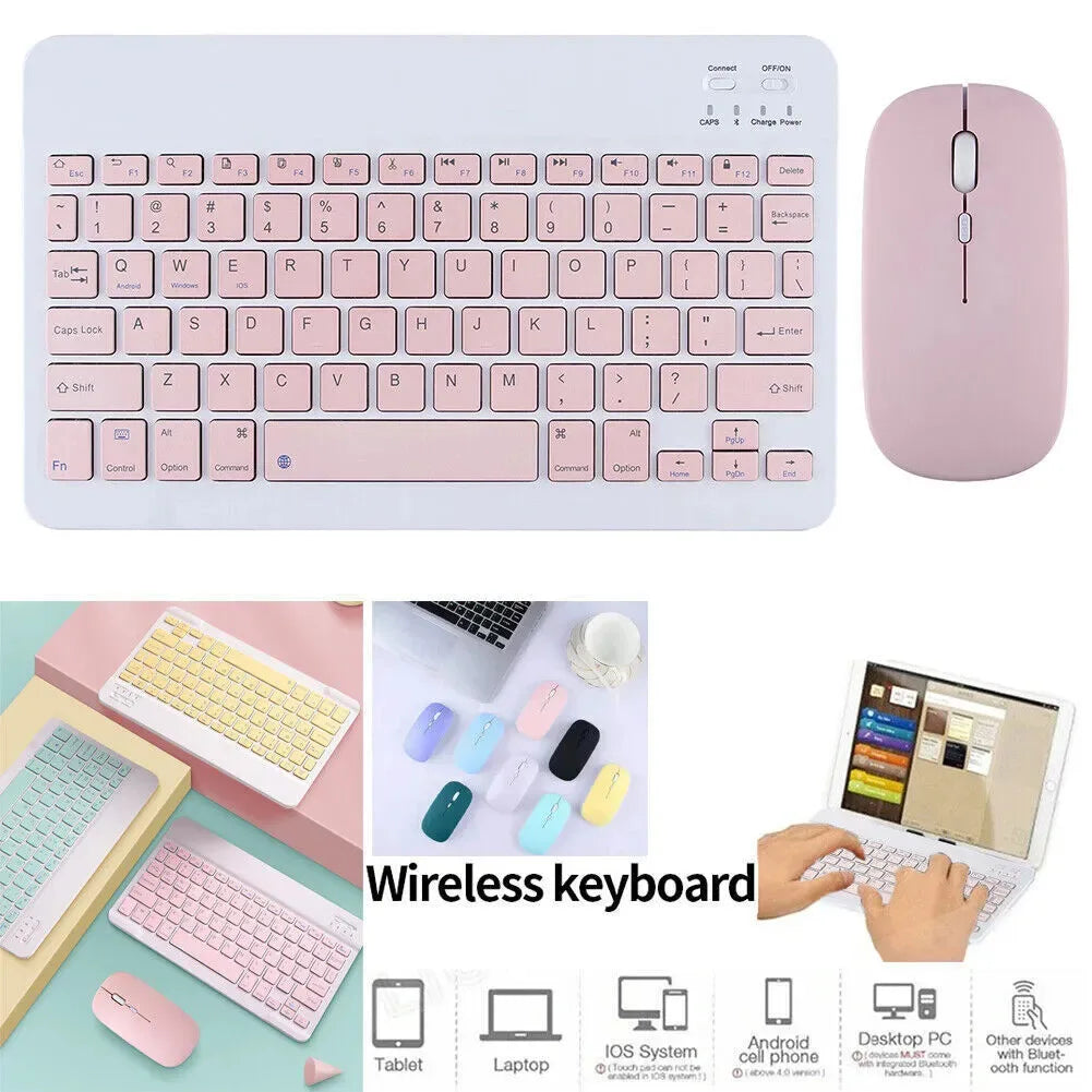 Rechargeable Bluetooth-compatible Keyboard Ultra-Slim Wireless Mouse Keyboard Set for Android Windows Tablet iPhone iPad
