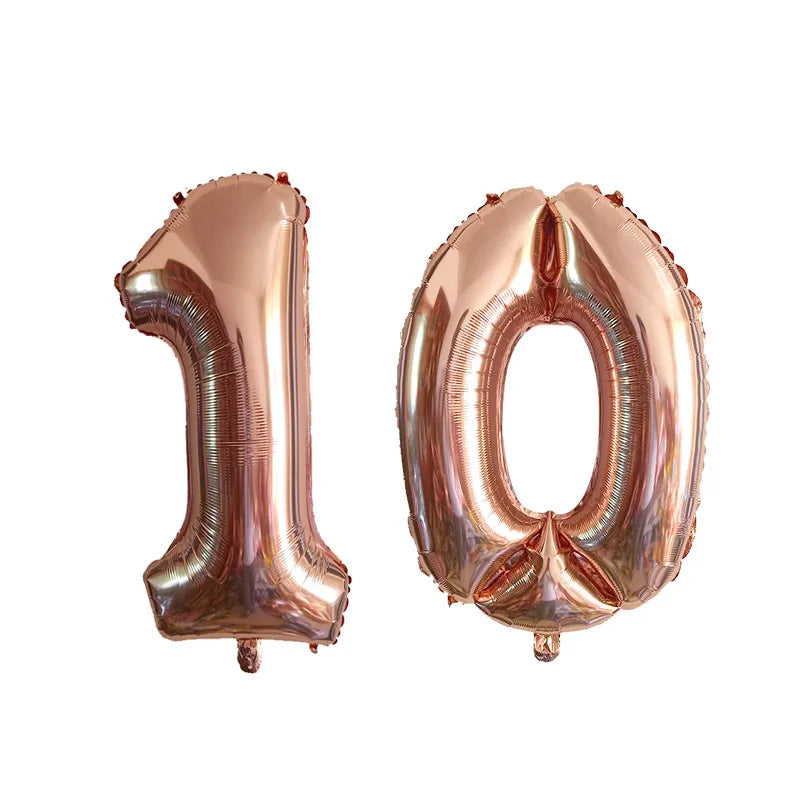 2Pcs 32 Inch Gold Silver Black Blue Red Helium Foil Number Balloon 10 11 12 13 14 15 Happy Birthday Party Decoration Supplies