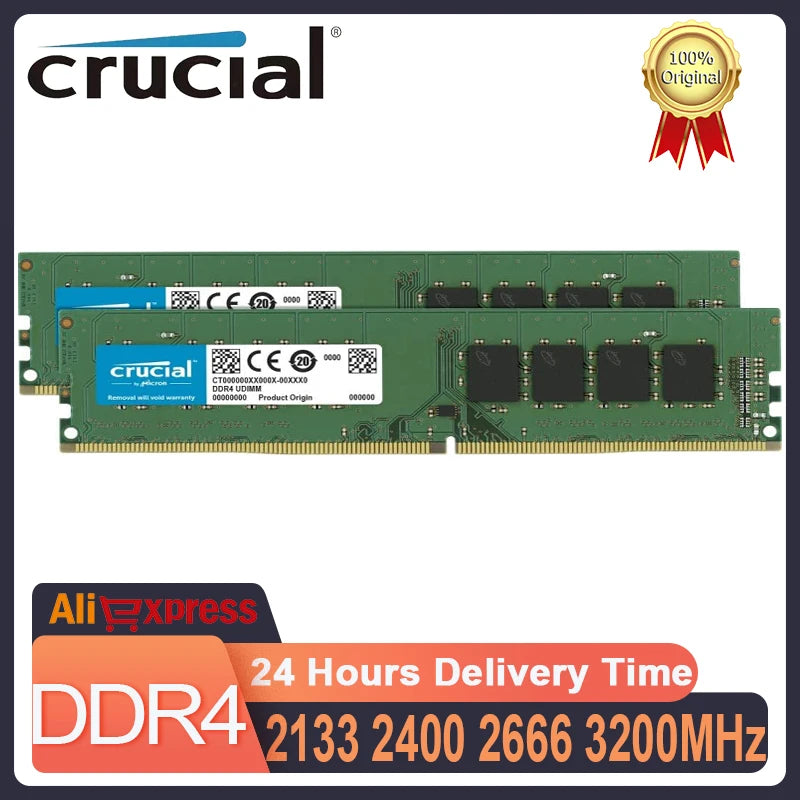 Crucial RAM DDR4 8GB 16GB 32GB 4GB 3200MHz 2133MHz 2400MHz 2666MHz PC4-19200 288-Pin For Desktop Memory PC Computer Moudle