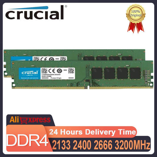 Crucial RAM DDR4 8GB 16GB 32GB 4GB 3200MHz 2133MHz 2400MHz 2666MHz PC4-19200 288-Pin For Desktop Memory PC Computer Moudle
