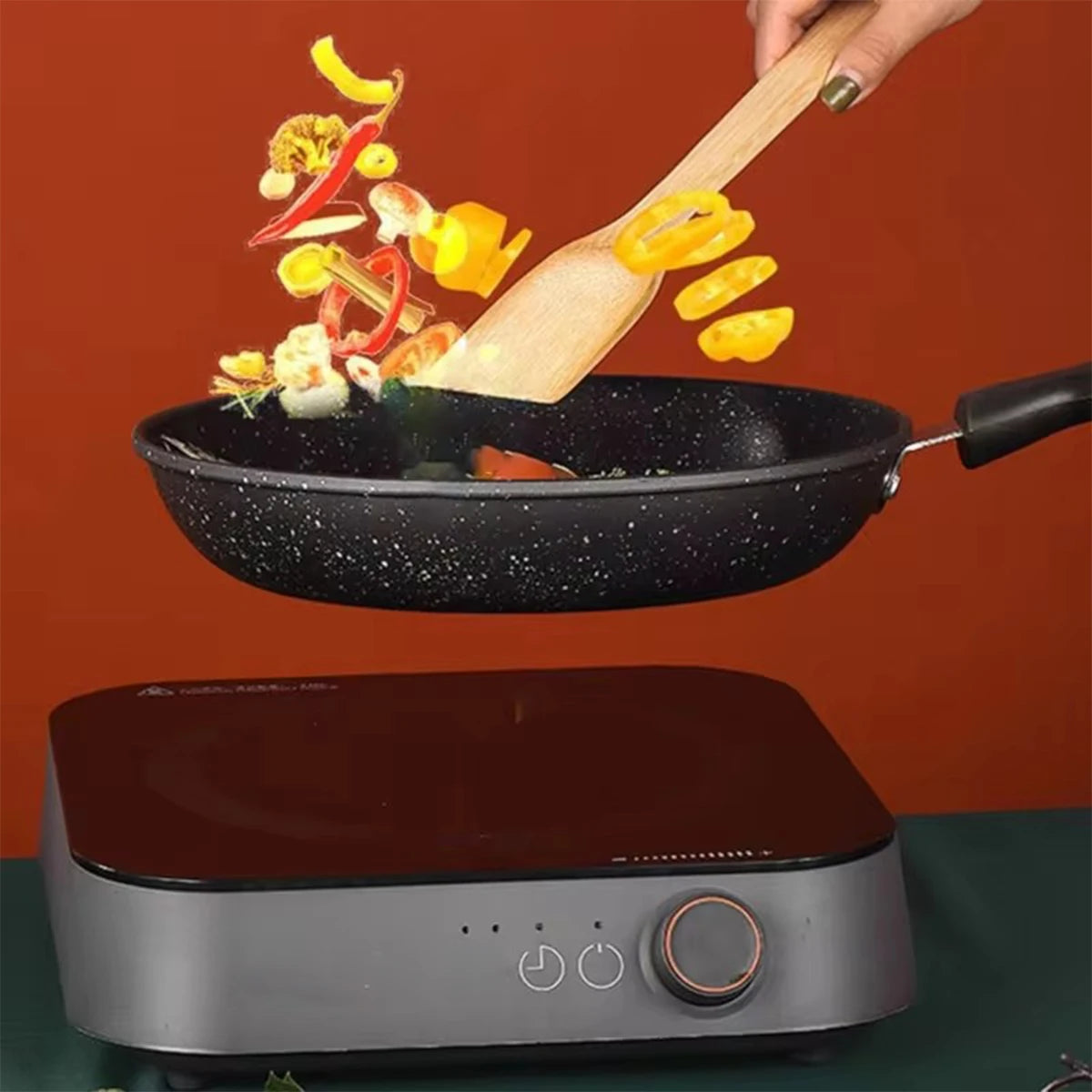 1Pc Flat Non-Stick Frying Pan Medical Stone Fried Egg For Household Steak Frying Pan With Less Oil Smoke Induction Cooker