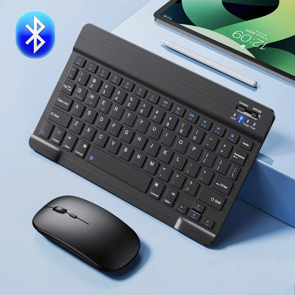 Rechargeable Bluetooth-compatible Keyboard Ultra-Slim Wireless Mouse Keyboard Set for Android Windows Tablet iPhone iPad