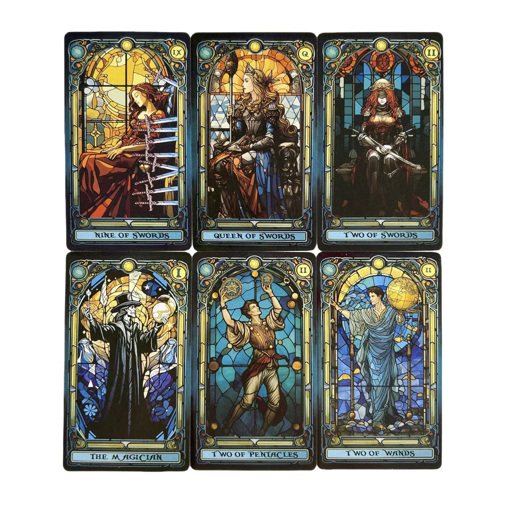 Complete Stained Glass Tarot Deck Cards For Family Party High Quality Fortune Telling Divination Tarot Cards Game