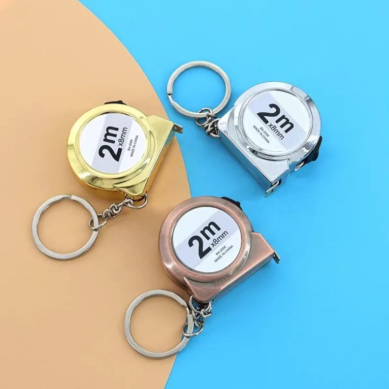 Portable mini tape measure Small household measuring tape retractable 2m Mild steel key chain tape measure Mini measuring tools