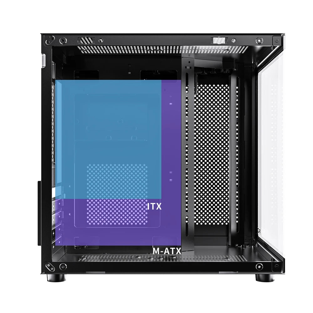 PADO YL Pc Case Sea view Room M-ATX Desktop Computer Main Chassis Without A-pillar Double-Sided Tempered Glass PC gamer cabinet