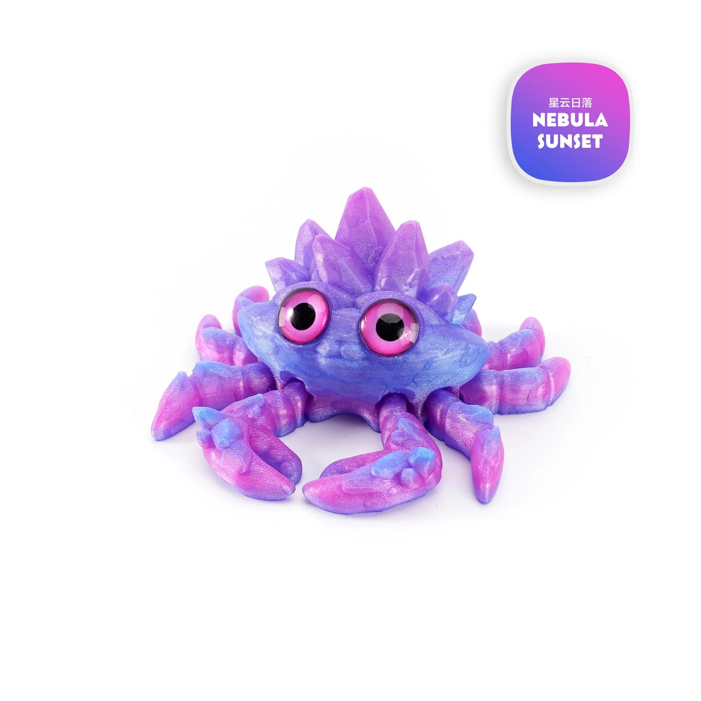 3D Printed Crystal Gems Crab Toys Joint Movable Model Novelty Animals Toy Anti-stress Figurine Miniature Desk Ornaments Birthday