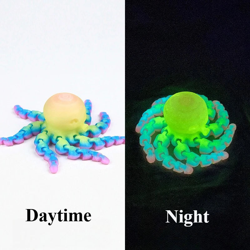 12cm 3D Printed Octopus Figurine with Flexible Joints for Home Office Desk Decoration Ocean Animal Table Ornament Ideal Gift Toy
