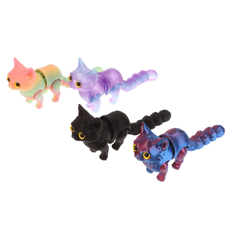High Quality 1 Piece 3D Printed Cute Kitten With Movable Tail Joint Children's Gift Toy Model Car Ornament