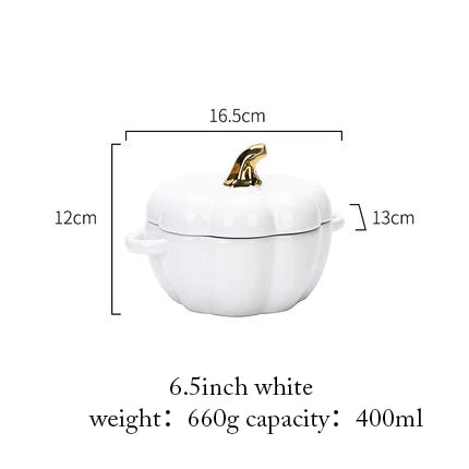 Pumpkin Shape Bowl With Lid Ceramic Soup Salad Cereal Bowl Bakeware Oven Baking Pan Kitchen Halloween Party Festival Decoration