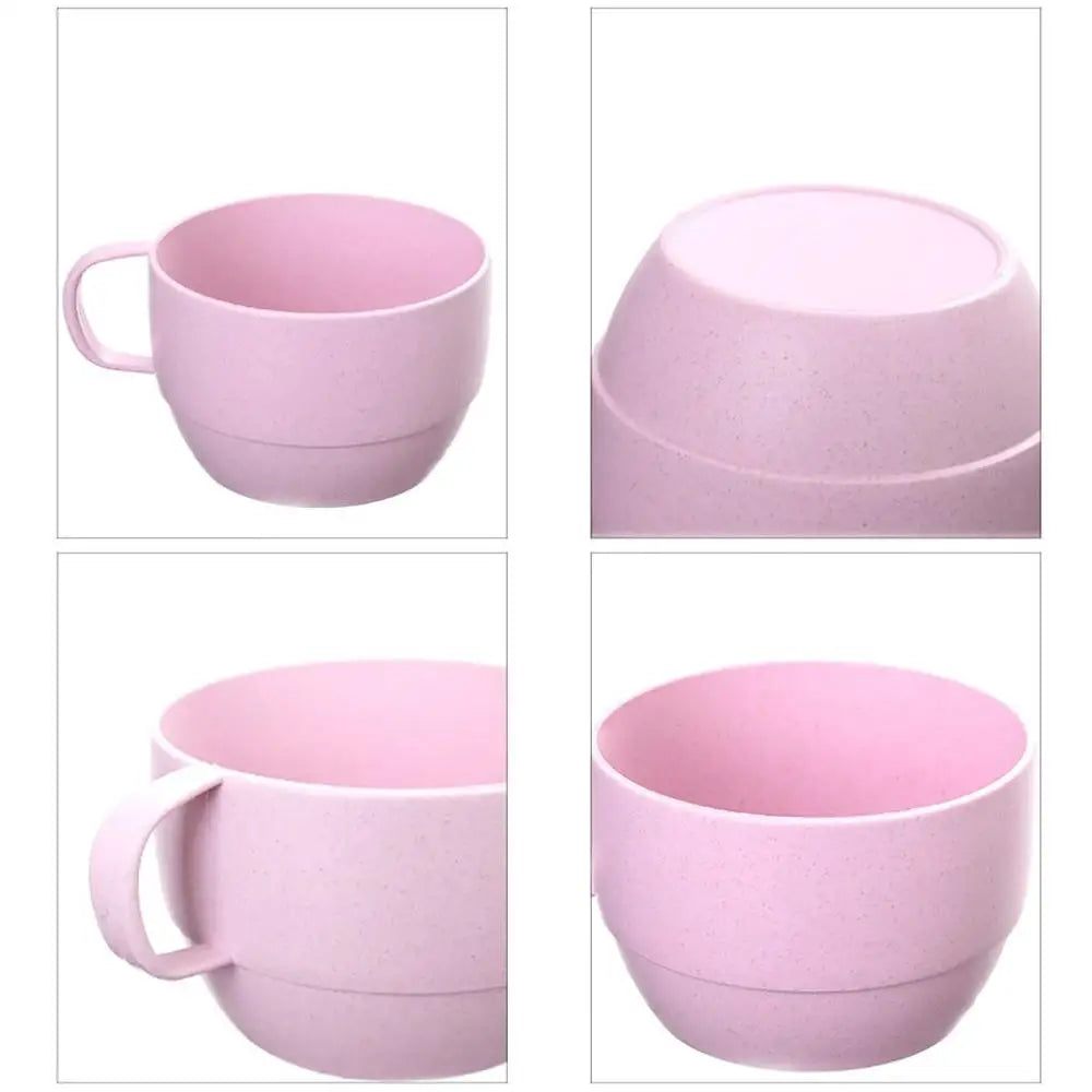 1 pcs Wide Mouth Reusable Kitchen Supplies with Handle Eco-friendly Drinking Cup Wheat Straw Cup Drinkware Coffee Mug