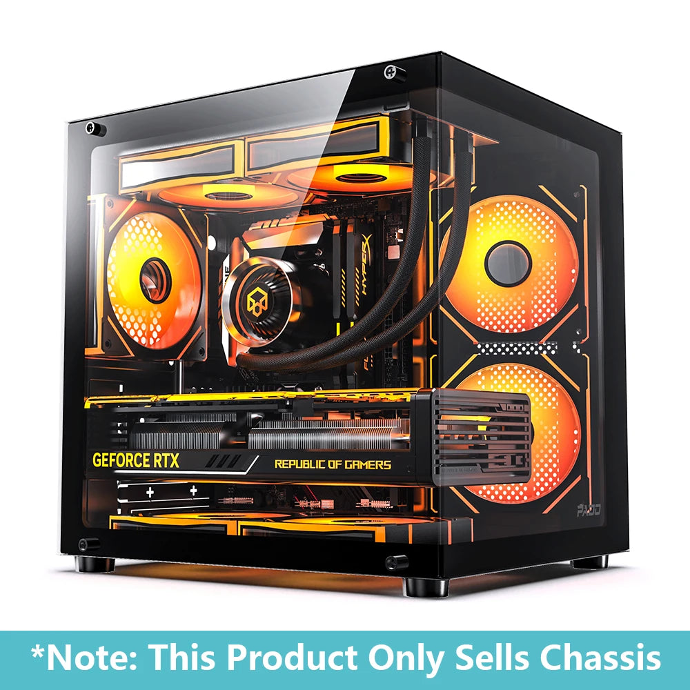 PADO YL Pc Case Sea view Room M-ATX Desktop Computer Main Chassis Without A-pillar Double-Sided Tempered Glass PC gamer cabinet