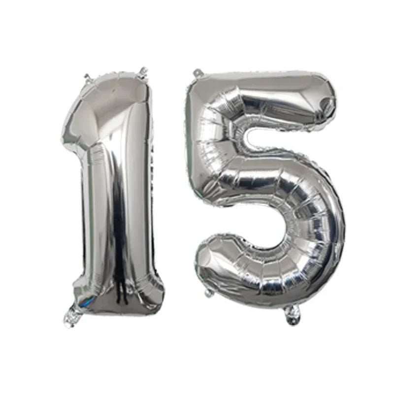 2Pcs 32 Inch Gold Silver Black Blue Red Helium Foil Number Balloon 10 11 12 13 14 15 Happy Birthday Party Decoration Supplies
