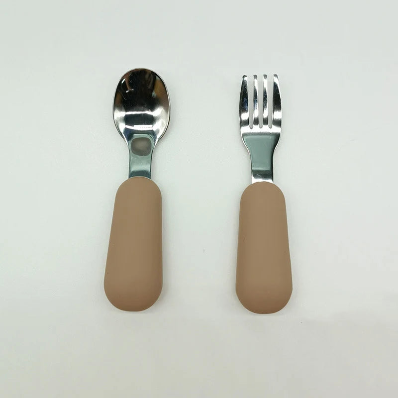 Baby Gadgets Tableware Set Children Utensil Stainless Steel Toddler Dinnerware Cutlery Cartoon Infant Food Feeding Spoon Fork