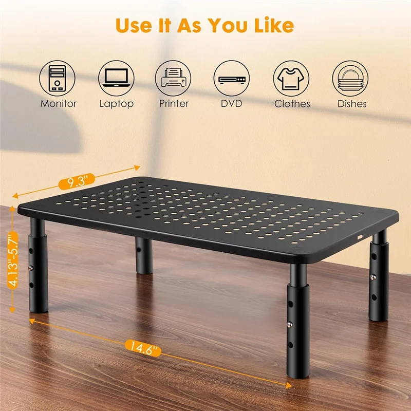 3 Height Adjustable Computer Monitor Stand Riser For Desk–New Pc Laptop Tv For Desktop Monitor Stand