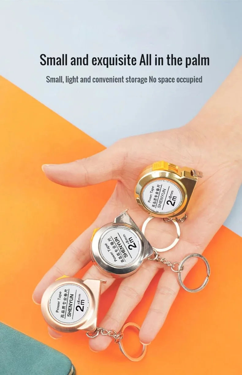 Portable mini tape measure Small household measuring tape retractable 2m Mild steel key chain tape measure Mini measuring tools
