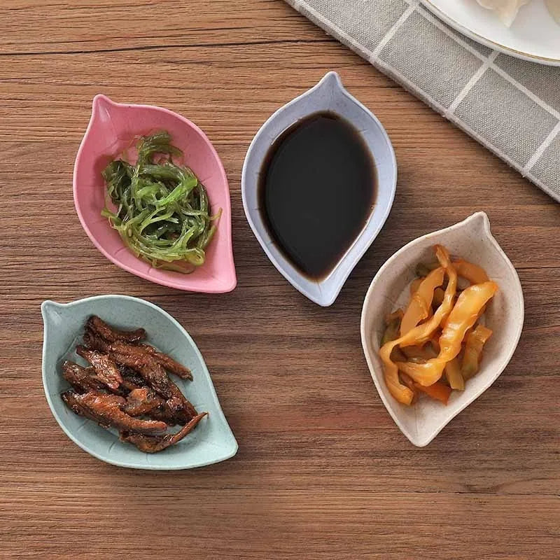 New Nordic Style Leaf Small Plate Food Grade Wheat Straw Seasoning Plate Home Kitchen Vinegar Bowls Soy Sauce Plates Snack Plate