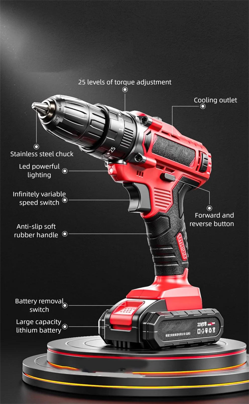 New Rechargeable Electric Screwdriver with Lithium Battery and Multiple Functions A
