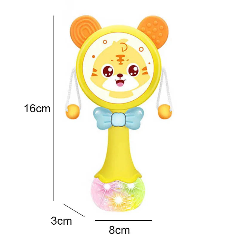 Baby Music Flashing Rattle Toys Rabbit Teether Hand Bells Mobile Infant Stop Weep Tear Rattles Newborn Early Educational Toy 18M