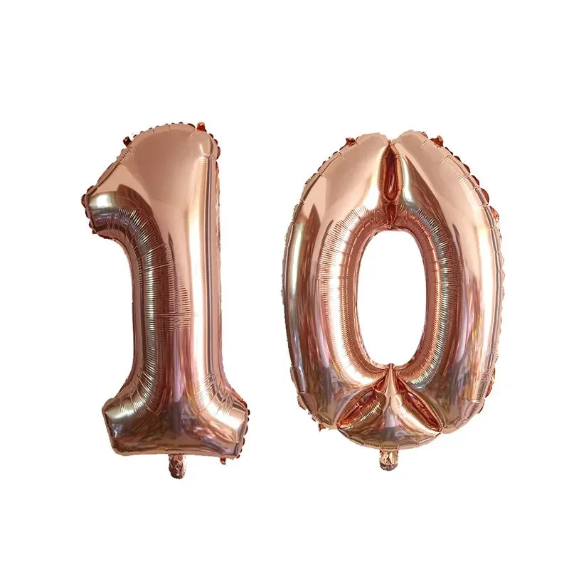 2Pcs 32 Inch Gold Silver Black Blue Red Helium Foil Number Balloon 10 11 12 13 14 15 Happy Birthday Party Decoration Supplies