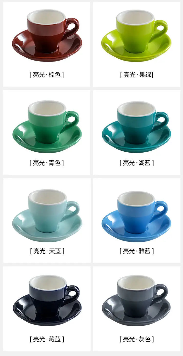Thickened Ceramic Coffee Cup Set 80ML Italian Espresso Cup Plate Small Cup Colorful with Plate Spoon Drinkware